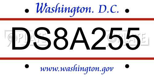 DS8A255 District Of Columbia License Plate