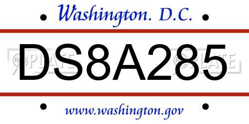DS8A285 District Of Columbia License Plate