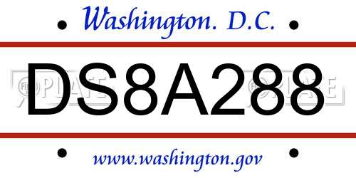 DS8A288 District Of Columbia License Plate