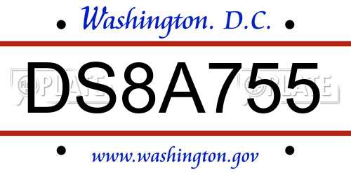 DS8A755 District Of Columbia License Plate
