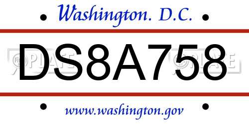 DS8A758 District Of Columbia License Plate