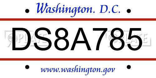 DS8A785 District Of Columbia License Plate