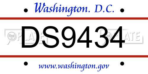 DS9434 District Of Columbia License Plate