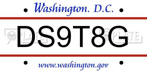 DS9T8G District Of Columbia License Plate