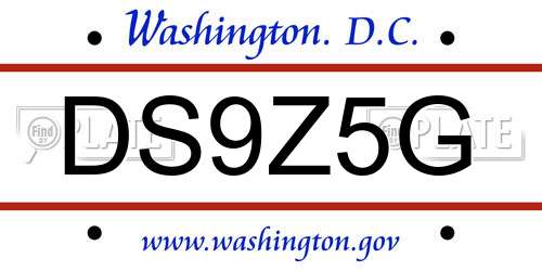 DS9Z5G District Of Columbia License Plate