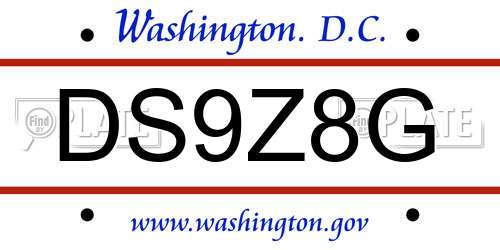 DS9Z8G District Of Columbia License Plate