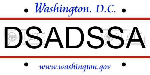 DSADSSA District Of Columbia License Plate