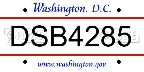 DSB4285 District Of Columbia License Plate
