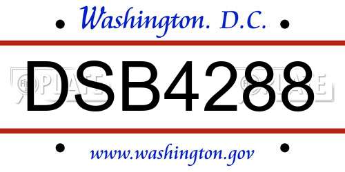 DSB4288 District Of Columbia License Plate