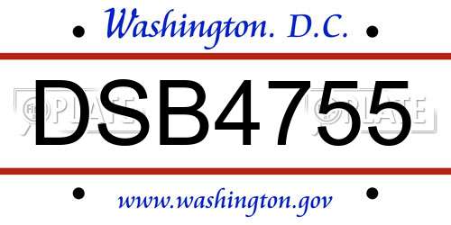 DSB4755 District Of Columbia License Plate
