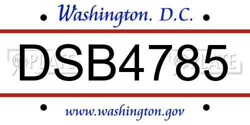 DSB4785 District Of Columbia License Plate