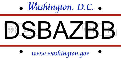 DSBAZBB District Of Columbia License Plate
