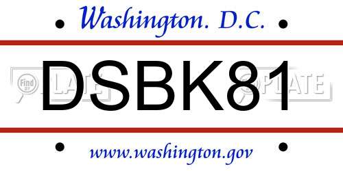 DSBK81 District Of Columbia License Plate