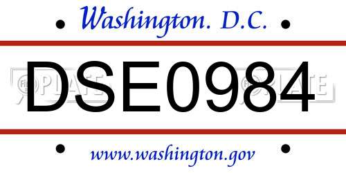 DSE0984 District Of Columbia License Plate