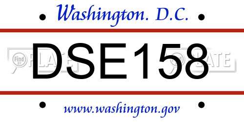 DSE158 District Of Columbia License Plate