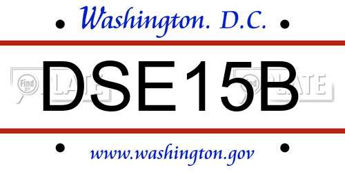 DSE15B District Of Columbia License Plate