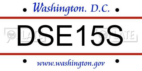 DSE15S District Of Columbia License Plate