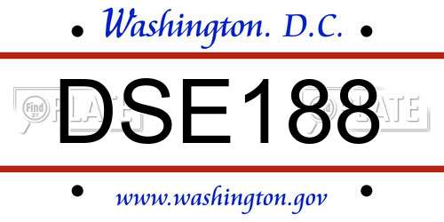 DSE188 District Of Columbia License Plate