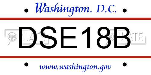 DSE18B District Of Columbia License Plate