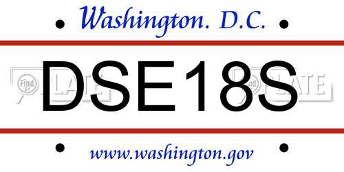 DSE18S District Of Columbia License Plate