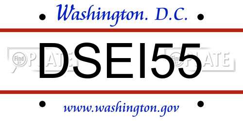 DSEI55 District Of Columbia License Plate