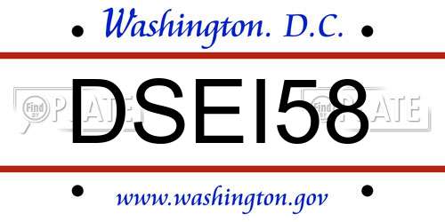 DSEI58 District Of Columbia License Plate