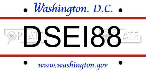 DSEI88 District Of Columbia License Plate