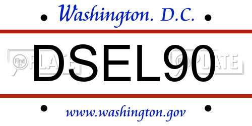 DSEL90 District Of Columbia License Plate