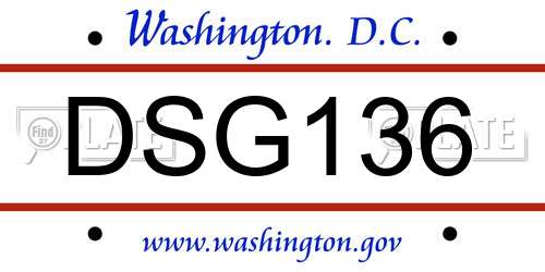 DSG136 District Of Columbia License Plate