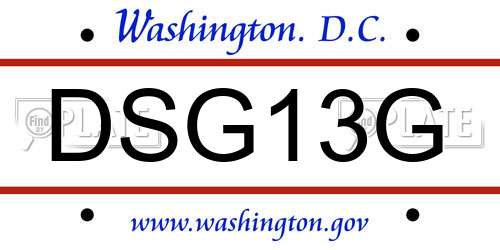 DSG13G District Of Columbia License Plate