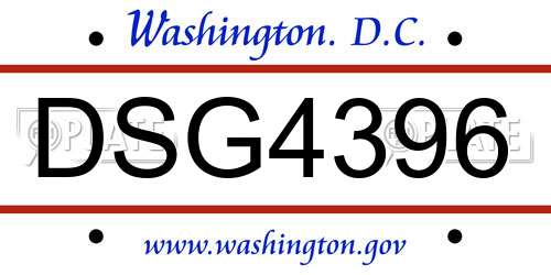 DSG4396 District Of Columbia License Plate