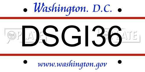DSGI36 District Of Columbia License Plate