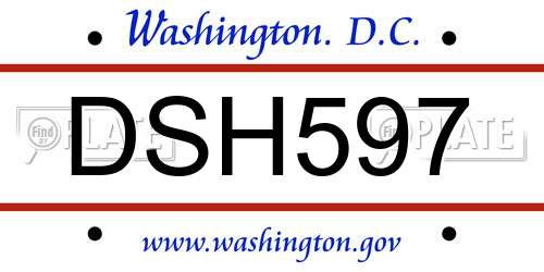 DSH597 District Of Columbia License Plate