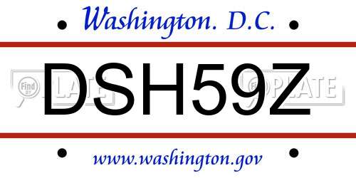 DSH59Z District Of Columbia License Plate