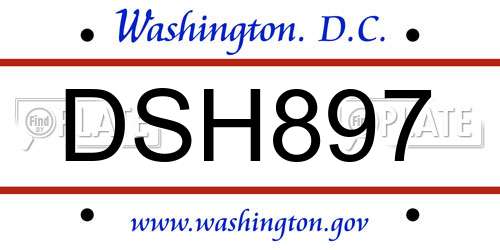 DSH897 District Of Columbia License Plate