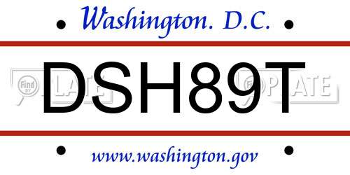 DSH89T District Of Columbia License Plate