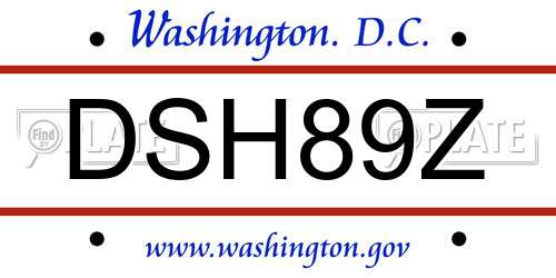 DSH89Z District Of Columbia License Plate