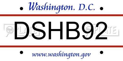 DSHB92 District Of Columbia License Plate
