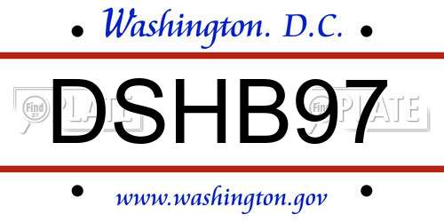 DSHB97 District Of Columbia License Plate