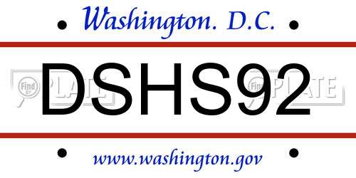 DSHS92 District Of Columbia License Plate