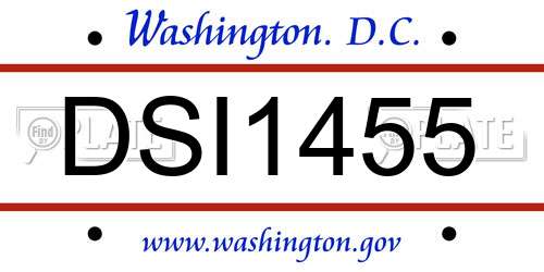 DSI1455 District Of Columbia License Plate
