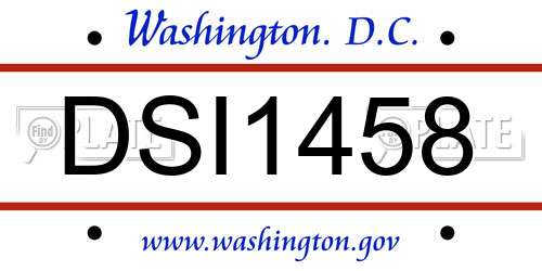 DSI1458 District Of Columbia License Plate