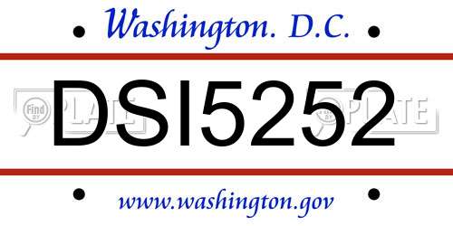 DSI5252 District Of Columbia License Plate