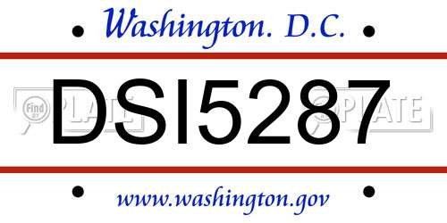 DSI5287 District Of Columbia License Plate