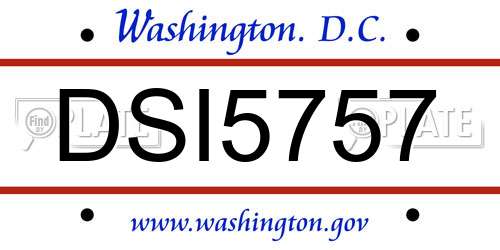 DSI5757 District Of Columbia License Plate
