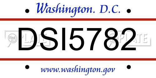 DSI5782 District Of Columbia License Plate
