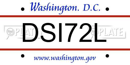 DSI72L District Of Columbia License Plate