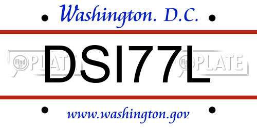 DSI77L District Of Columbia License Plate