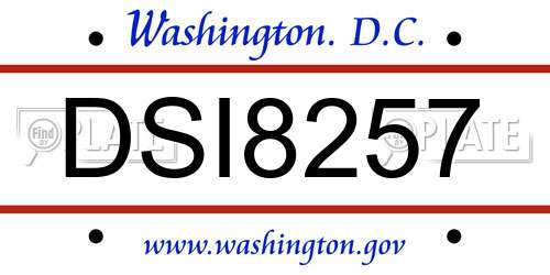 DSI8257 District Of Columbia License Plate