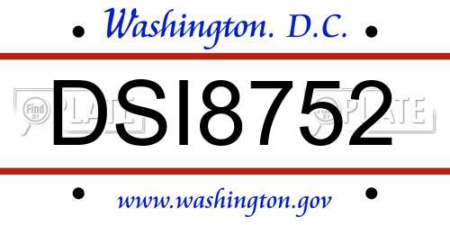 DSI8752 District Of Columbia License Plate